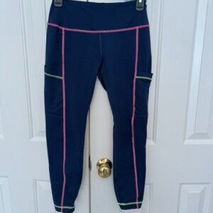 Vineyard Vines Navy Leggings with Colorful Thread